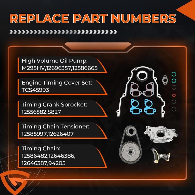 GEARCESS M295HV High Volume LS Oil Pump Timing Chain Kit with Gasket 5.3 6.0, Fit For Chevy Silverado Tahoe Avalanche Suburban, Fit For GMC Sierra Yukon, Fit For Cadillac, 4.8L 5.3L 6.0L 6.2L Pump Chain - Image 2